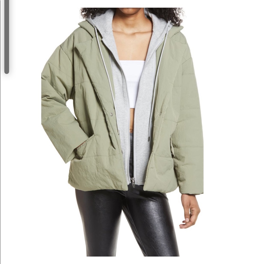 Blanknyc Hooded Quilted Tie Waist Jacket